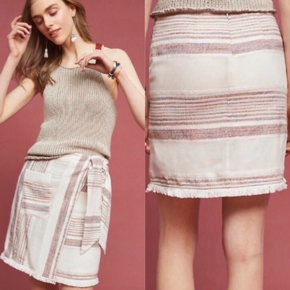 Anthropologie Dresses & Skirts - Holding Horses Avery Striped Fringe Tie Skirt NWT